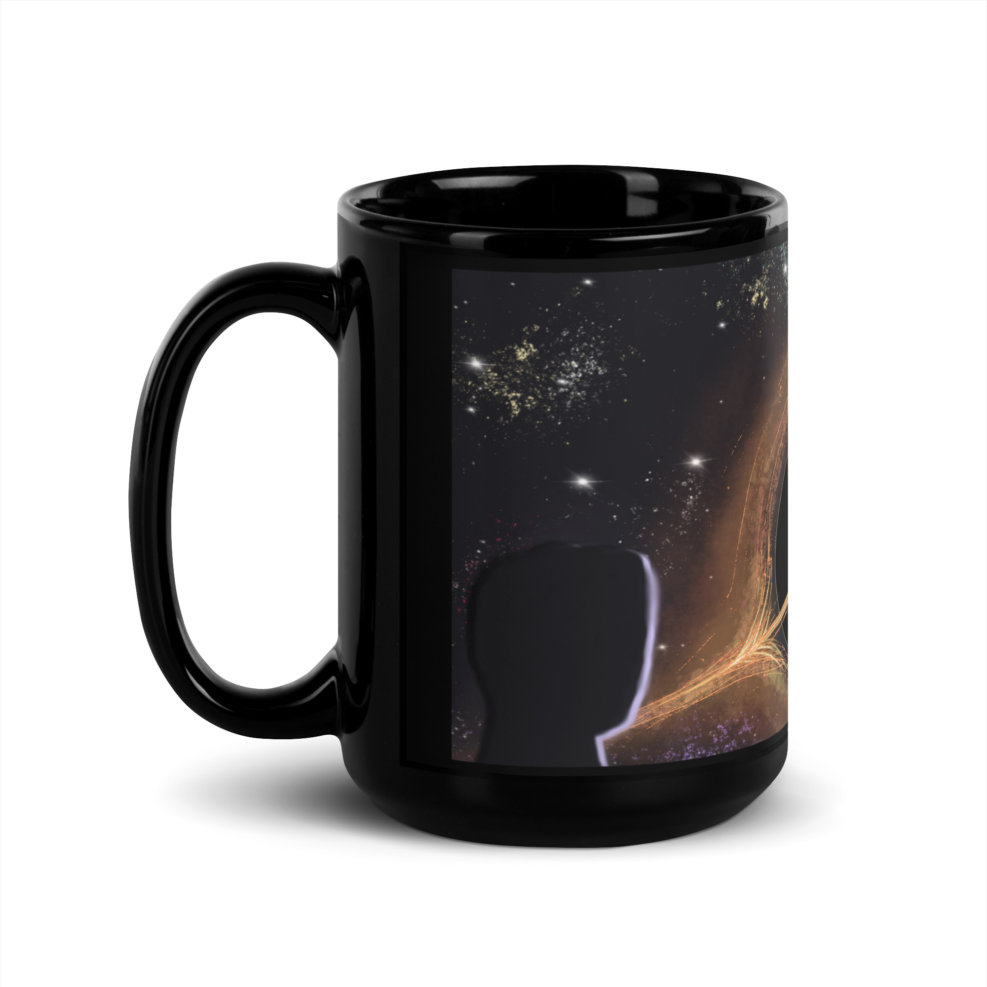 a mug with a picture of a leafblower falling into a black hole on it - Image 4